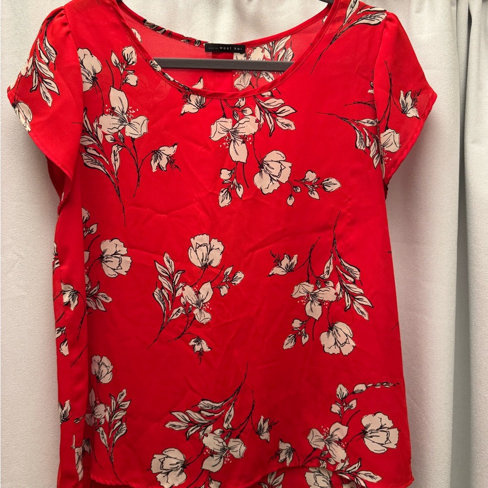 Floral Red Women's Blouse